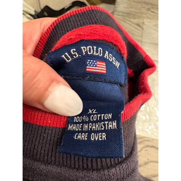 U.S. Polo Assn. Vintage Red & Navy Long Sleeve Knitted Sweatshirt 90s Retro XL - Picture 7 of 8
